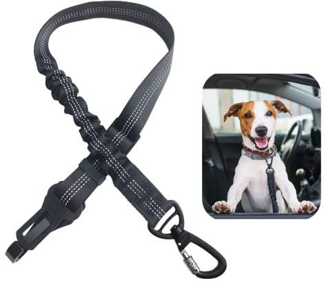 Cintura Sicurezza Cani Auto - Cintura per Cani Auto Universale con Moschettone Potenziato per Cani di Taglia Grande, Media e Piccola (Lite, Nero)
