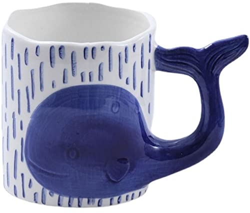 DECRZPB Ceramic Coffee Mug Blue Whale Tea Cup Pottery Coffee Mug Milk Breakfast Cup Gift for Office and Home