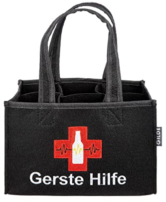 GILDE 6er Flaschenträger Gerste Hilfe Filz schwarz 49925
