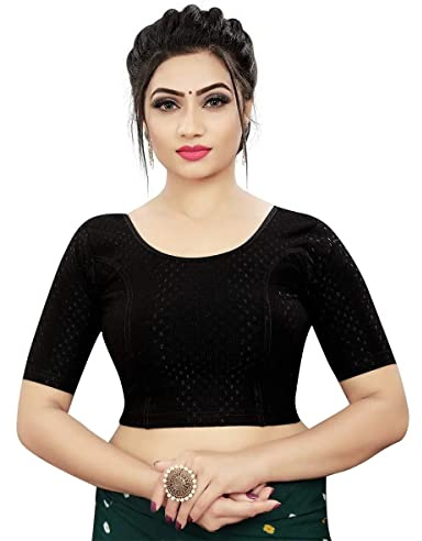 TreegoArt Fashion Chemisier en Mélange de Coton Extensible à Manches coudées pour Femme -(Black-38-42)