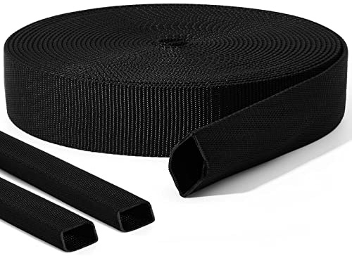 Hanaive 26 ft Nylon Hydraulic Hose Protector Sleeve Tig Torch Cable Cover Black Protective Cover Hose Sheath Hydraulic Wrap Cutting Wire Sheath Sleeve Management Wrap for Cord Tig(1 Inch Id)