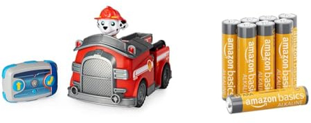 Paw Patrol Marshalls ferngesteuertes Feuerwehrauto mit Fernbedienung, ab 3 Jahren, Batteriebetrieben & Amazon Basics AAA-Alkalibatterien, leistungsstark, 1,5 V, 8 Stück (Aussehen kann variieren)