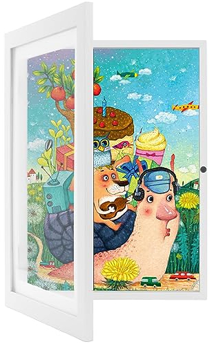 Kids Art Frames, Kids Artwork Frames Changeable Front Opening Holds 50, A4 Picture Frame for Kid Art Work, Kids Art Display Frame with Storage 8.3x11.7, Children Art Wall Picture Frames (White)