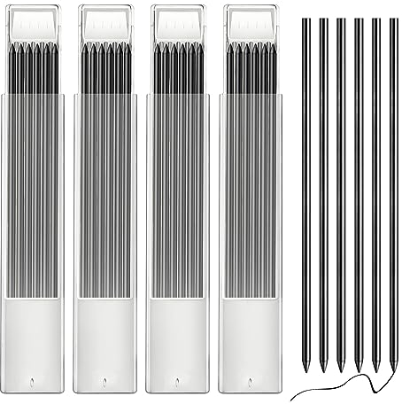 Redamancy Bleistiftminen, 24 Stück Bleistiftminen für Tischler, 2,8mm Solide Bleistiftminen, Bleistift Ersatzminen, Solide Tieflochmarker Konstruktion Bleistift Ersatz, Blac