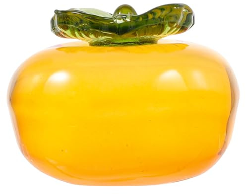 Luxshiny Glas Tischdekoration Persimmon Gelb für Zuhause und Wohnzimmer | Glaskunstwerk, Zartes Design, Leicht zu Reinigen, Langlebig und Bruchfest, Passend für Treffen