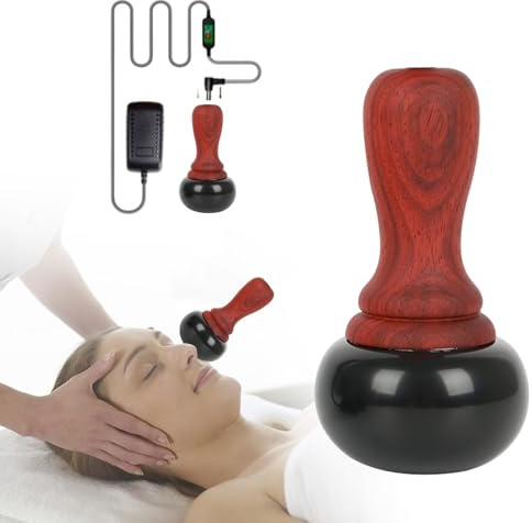Hot Stone Massage Tragbar Heiße Massagesteine mit 5 Gänge Wärmegerät, 2 In 1 Gua Sha Werkzeug Massager Heiße Steine ∅ 85mm, Wärme-Massagetherapie, Spa, Massagetherapy & Entspannung