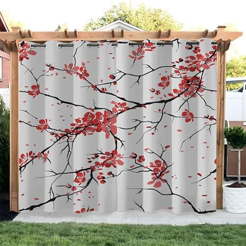 SYHIEGO Tende da Sole per Esterno Gazebo Balcone Pergola Tende da Esterno Capo di Prugna Impermeabile Tende Albero Oscurante da Esterno con Anelli,254x240cm,2 Pezzi
