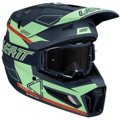 Leatt Motocross-Helm-Kit mit Brille Moto 3.5 V25 Grün Gr. L