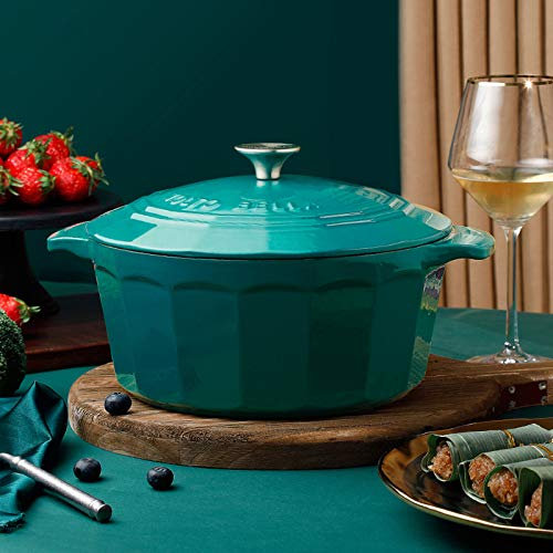 Pentola Cucina, casseruola in ghisa Smaltata con Coperchio, pentola 25 cm, Padella Antiaderente, multicooker, può Essere utilizzata marinare, Cucinare conservare Il Cibo, 4L