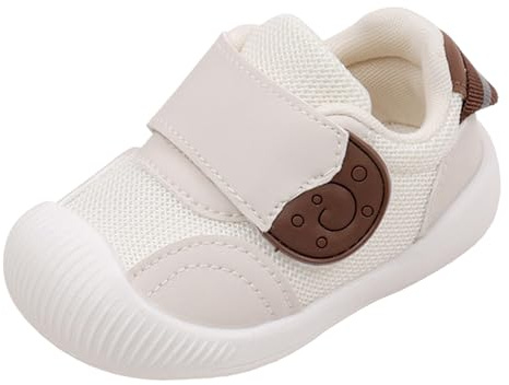 Annnowl Toddler Baby Sneakers Rubber Sole Cartoon Shoes(3.5 Toddler, Beige 2)