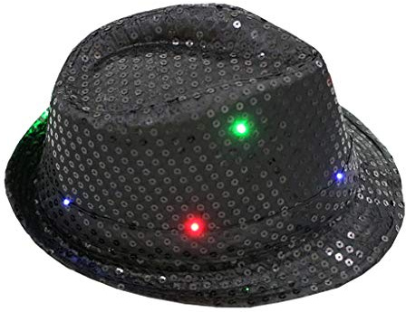 Paillettenhut Herren, Glitzer Hut Herren Damen Glitzer Partyhüte Kopfbedeckung Silvester Outfit, Erwachsene Unisex Hut Fedora für Disco Glitzer Kostümzubehör Kostüm Karneval Mottoparty (Schwarz)