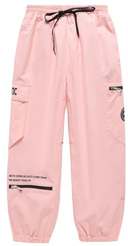Generisch Schneehose Damen Winter Wasserdicht Gummizug Atmungsaktiv Skihose Damen Herren Baggy Warm Snowboardhose Damen Herren High Waist Weit Outdoor Skihosen Lang Ski Hosen für Männer Frauen