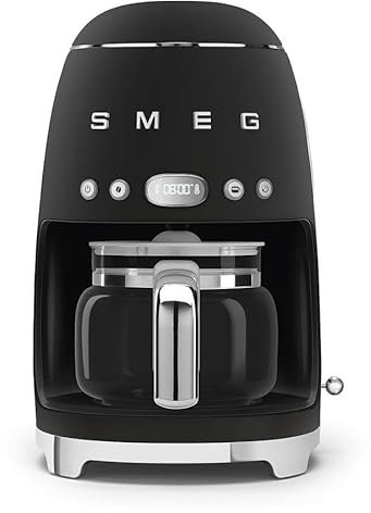 Smeg DCF02BLMUK Retro 50s Style 1.4L Drip Coffee Machine, Auto Start, Keep Warm Function, Black