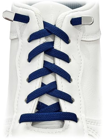 GOODSALEOK Lot de 2 paires de lacets élastiques sans nouage - Lacets plats - Unisexe - Chaussures de sport - Chaussures de course - Chaussures de loisirs, bleu marine, 100CM (Elastisch)