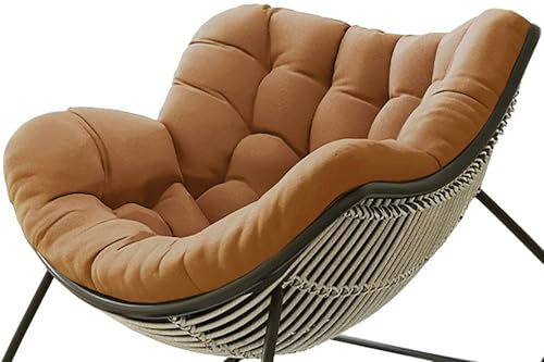 RTSFKFS Coussin de Chaise à Bascule Intérieur Extérieur – Épais et Doux for Fauteuils Papasan, Œuf, Rotin et Wicker – Coussin de Siège for Véranda, Jardin, Patio, Salon (Coussin Seul)(Light Brown)