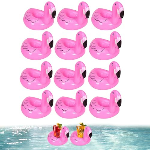 12 Stück Aufblasbare Getränkehalter, Getränkehalter für Pool, Aufblasbare Getränkehalter für Schwimmbecken Flamingo Geburtstagsgeschenk für Badespielzeug Familie Pool Party Beachparty