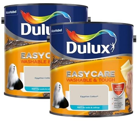 Dulux Matt Emulsion | Egyptian Cotton Paint For Walls And Ceilings | Egyptian Cotton 5Litre (2 x 2.5L) | Fully Washable Paint