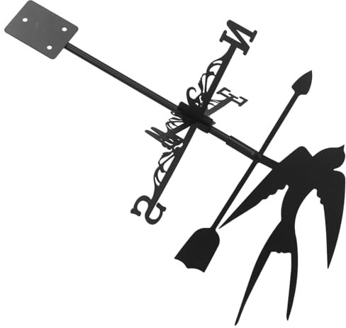 Toyvian Girouette en Fer Noire D'hirondelle pour Toiture, Décoration Extérieure de Jardin Indication de Direction du Vent et Installation Facile