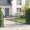 Brokky 42008847 Cancello da Giardino con Punta a Lancia a Due Ante Grigio 150x300 cm in Acciaio Cancello da Giardino,Cancelletto da Giardino,Cancello per Recinzione