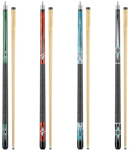 Winucue Pool Cue Set of 4, 58 inch Maple Billiard Pool Cue Sticks for Adults with 13mm Tip, 18 19 20 21oz Professional Pool Sticks with Anti-Slip Thread Wrapping for House Bar Billiard Sport