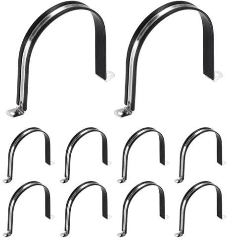 sourcing map Lot de 10 colliers de serrage M140 en forme de U - 125 mm - En acier inoxydable 304 - Avec doublure en plastique - Isolé - Pour automobile, industriel, marine, ménage