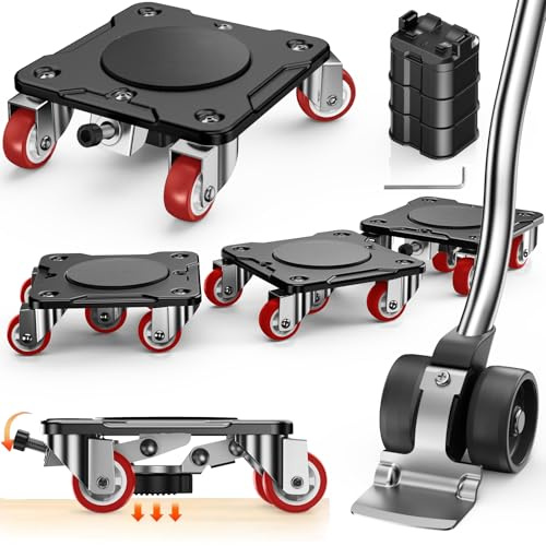 WOUOW Kit Spostamento Mobili con Sollevatore & Funzione Parking (Nero)