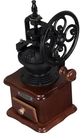BATHVEVE Molinillo de Café Manual de Madera Manivela para Cocina y Viaje de Negocios, Triturador de Granos y Especias Base de Madera y Cajón