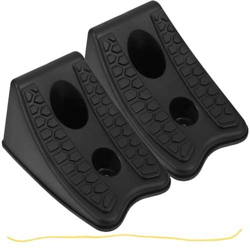 SOLUSTRE Calzos para Ruedas de Coche y Remolque Abs Negro, Resistente y Fácil Instalación, 2 Piezas para Seguridad en Autocaravana y Vehículo