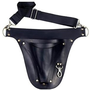 Leather Garden Tool Belt Pouch, Pruning Shears Waist Bag for Gardeners, Landscapers, Florists(Black)