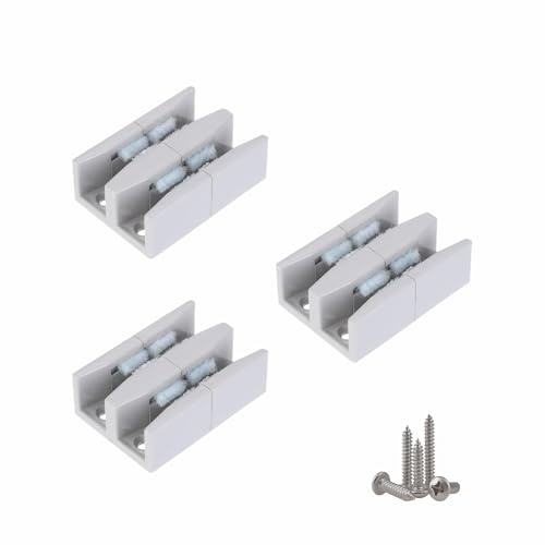 3 guide inferiori per porta scorrevole della doccia, 46 mm di larghezza, guide per pavimento a doppio canale con feltro antigraffio, fissaggi resistenti all'usura con viti in acciaio inox, per cabine