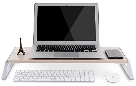 ThingyClub Monitor Stand Riser with Metal Feet for Computer Laptop iMac TV LCD Display Printer, Computer Monitor Riser with Desk Tabletop Organizer 20x9.45inch Sturdy Platform Save Space (White Birch)
