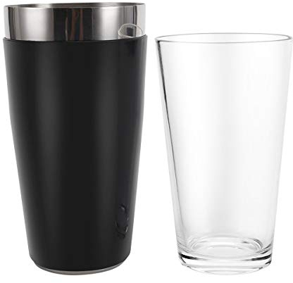 Boston Cocktail Shaker, 16 fl oz Glass and 26 fl oz Stainless Steel with Rubber Sleeve