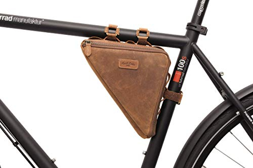 Gusti Fahrradtasche Leder - Rahmentasche Marshall T. Ledertasche Vintage Look Braun Fahrradzubehör