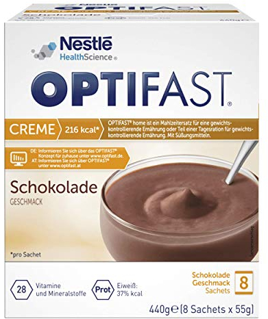 OPTIFAST Diät Creme Schokolade zum Abnehmen | eiweißreicher Mahlzeitenersatz mit wichtigen Vitaminen und Mineralstoffen | schnell zubereitet und lecker im Geschmack | 8 x 55g