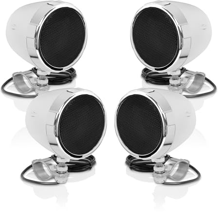 BOSS Audio Systems MC475BA - Altoparlante per moto, Bluetooth, amplificato, resistente alle intemperie, altoparlanti da 7,6 cm, controllo volume, utilizzabile anche con ATV e UTV