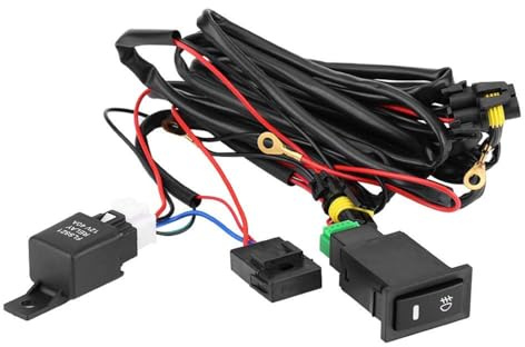 KSTE LED Fog Light Wiring Kit - Universal Car LED Fog Light Switch Wiring Harness with Fuse Relay