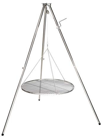 HeRo24 Acciaio inossidabile, struttura girevole a tre gambe e griglia in acciaio inox da 80 cm