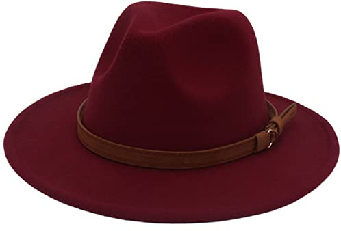 Faringoto Fedora Hut für Damen, Wollfilz, Vintage-Stil, Kirchenhut, Unisex, breite Krempe