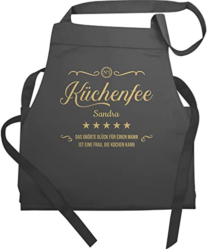 Geschenk mit Namen personalisiert by Shirtracer - Schürze - Kochschürze Damen Frauen - Küchenfee No.1 mit Name und Spruch personalisiert I Kochliebhaberin I Geschenk Köchin