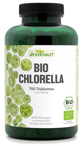 Chlorella BIO von dreikraut | 750 Presslinge a 400mg | 100% Chlorella-Algen | frei von Zusätzen