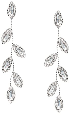 SWEETV Crystal Wedding Earrings for Brides, Bridesmaid, Bridal Earrings for Wedding, Fancy Cubic Zirconia Rhinestone Dangling Earrings for Women Prom Party Jewelry Gifts, Gold Plated