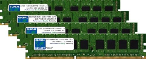 32 GB (4 x 8 GB) DDR3 1866 MHz PC3-14900 240 pines ECC DIMM (UDIMM) Kit de memoria RAM para Apple Mac Pro (finales de 2013)