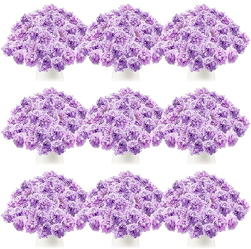 Tigeen 100 flores artificiales de hortensias a granel de 7.48 pulgadas con tallos extraíbles, flores de hortensias sintéticas, decoración de boda para el hogar, jardín, fiesta, proyectos de bricolaje