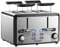 Steinborg XXL Toaster 4 Toastschlitze|Toastautomat|XXL Toaster|1600 Watt|6-Stufen Bräuneregler|2x Brötchenaufsatz|Auftau-Funktion|2x Krümelschubladen|Edelstahl|4-Fach Toaster|LED Displays