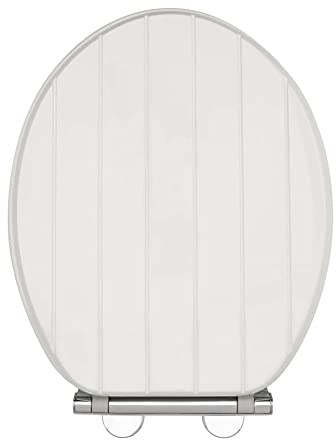 AQUALONA® Premium Tongue and Groove Soft Close Toilet Seat - Moulded Wood - Stainless Steel Slow Close Hinges - Wipe Clean - Contemporary Design - Durable (White Tongue and Groove Toilet Seat)