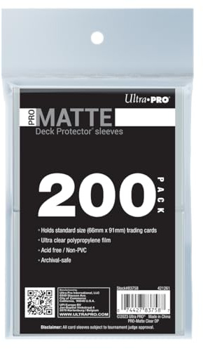 Ultra PRO – 200ct klara PRO-Matt standardkortfickor/kortskydd, skydda och förvara samlarkort, sportkort, MTG, D&D-kort, anpassade för kort i standardstorlek, hög klarhet och matt finish