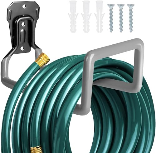 PeoMev Garden Hose Holder Metal Garden Hose Reel Wall Mounted Hose Hanger | Heavy Duty Water Hose Holders for Outside Water Hose Storage