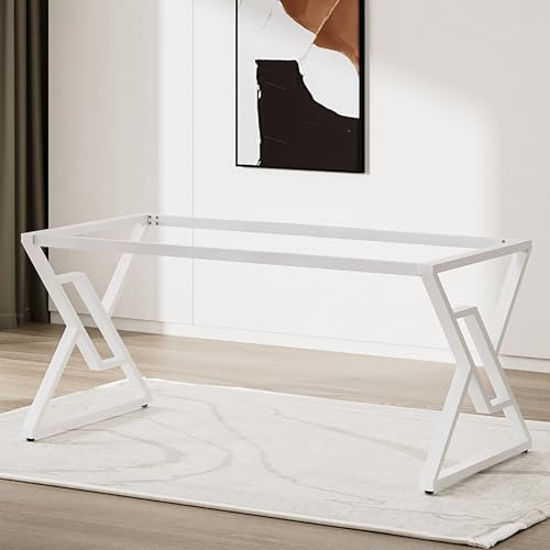 AKOGG Tischbeine Metall,Tischkufen Möbelfüße Für Möbel,Tischgestell Aus Stahl Kufen,Mit Schrauben & Bodenschoner,Für Esstisch Schreibtisch Sitzbank Couchtisch,Industrielles Modernes Design,Weiß (Size