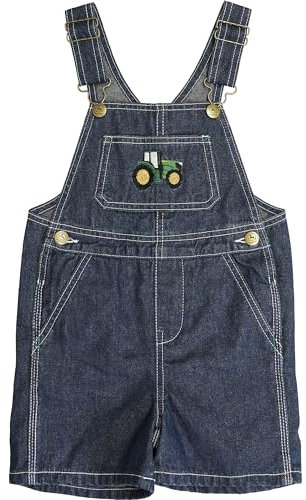 John Deere Tuta da bambino in denim, pantaloncini, pantaloncini con pettorina e tasca, taglia 4T US