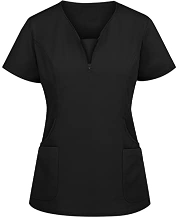 Nurses Uniform Care Work Shirt Nursing Utility Shirt Solid Color Doctors Hospital Ladies Scrubs Beauty Tunics for Women UK Light Pink Work Tunics for Women Uniform Green